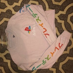 pink crop playstation shirt